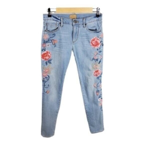 DRIFTWOOD Denim - Driftwood Jackie Floral Mid-rise Skinny Ankle Jeans Blue 26